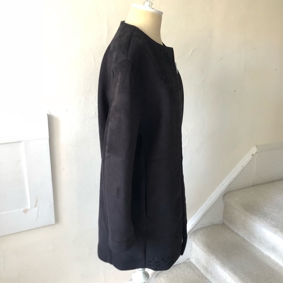 Sfizio Faux Suede Floral Embroidered Coat EUC - Picture 2 of 8